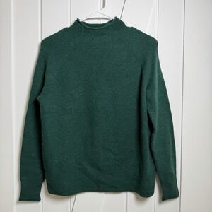 J. Crew Mock Neck Merino Wool Blend Sweater NWT Green XS Women's Preppy Classic